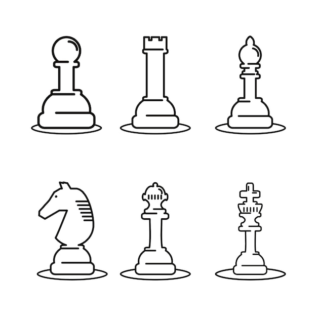 Vector chess pieces icon set