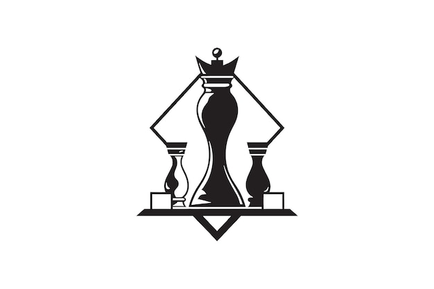 Шахматные фигуры Современный логотип Минимальный векторный дизайн логотипа Футболка Сублимация Иллюстрация