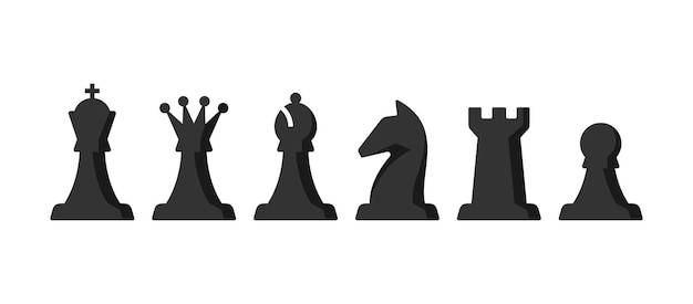 Vector chess pieces set king queen bishop knight rook pawn chess pieces
