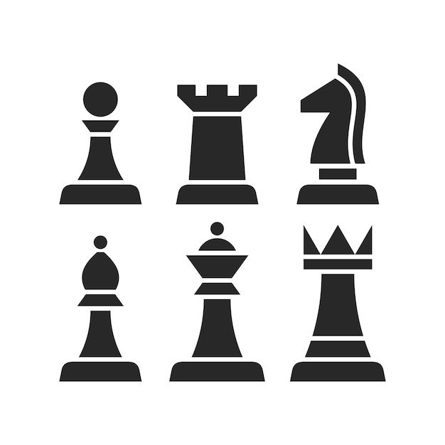 Chess pieces set vector illustration Minimal design chess pieces