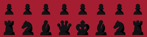 Chess pieces vector black 3