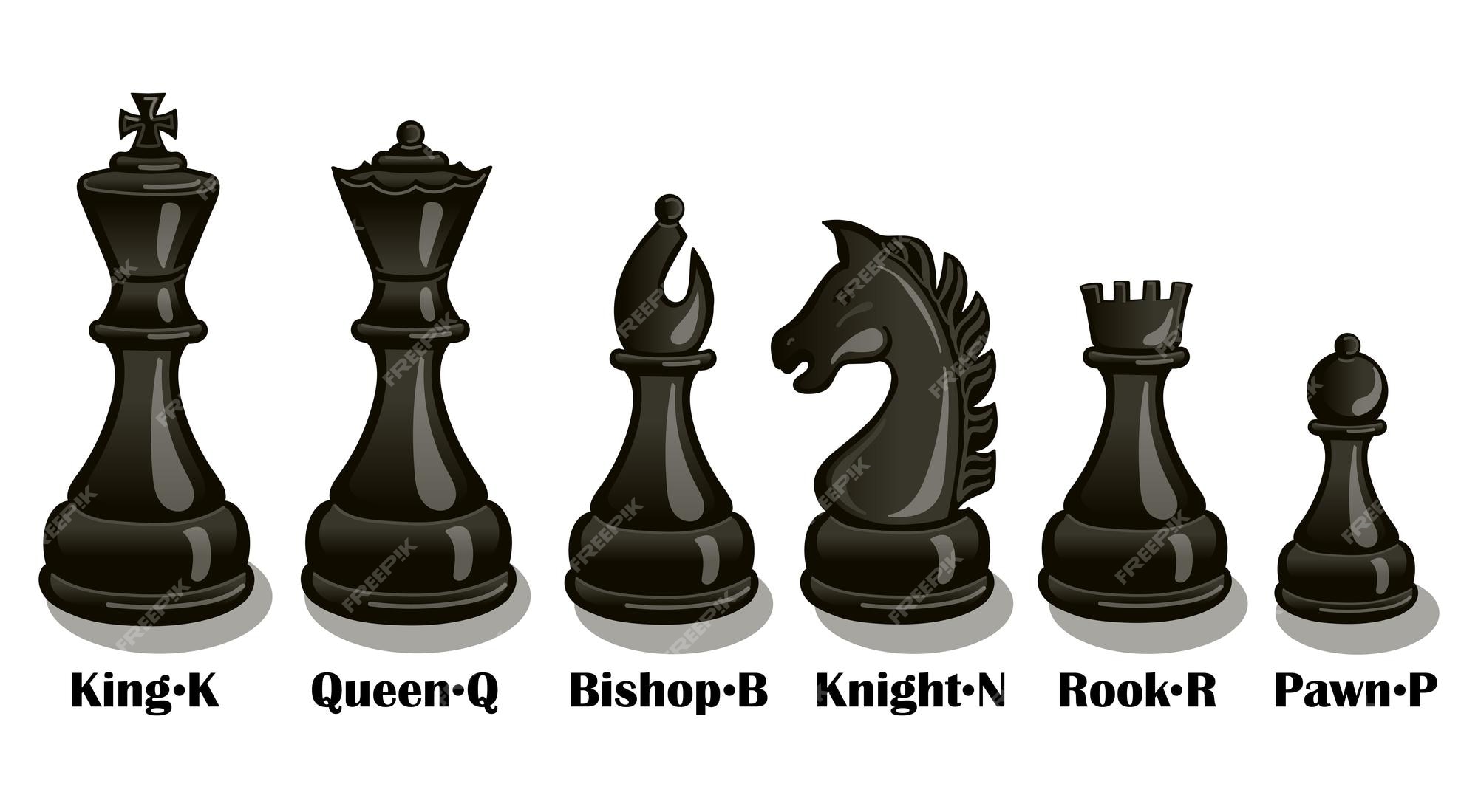 Black chess pieces with names Royalty Free Vector Image