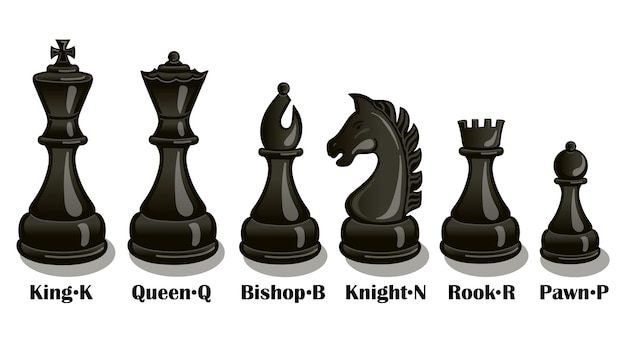 벡터 체스 조각 벡터 chessmen 모양 흰색 배경에 고립 된 수치의 이름