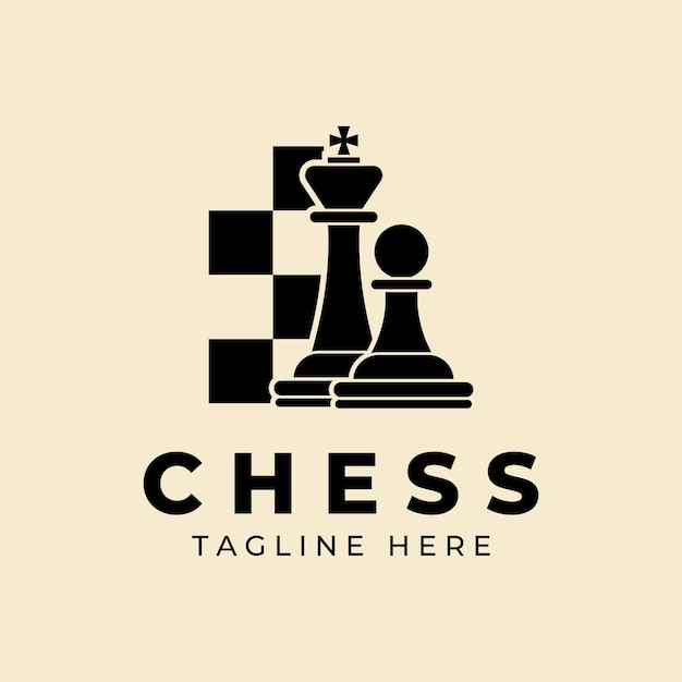 Шахматные фигуры винтажный вектор дизайн иллюстрации логотипа
