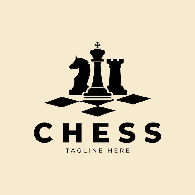 Vector chess pieces vintage vector logo illustration design