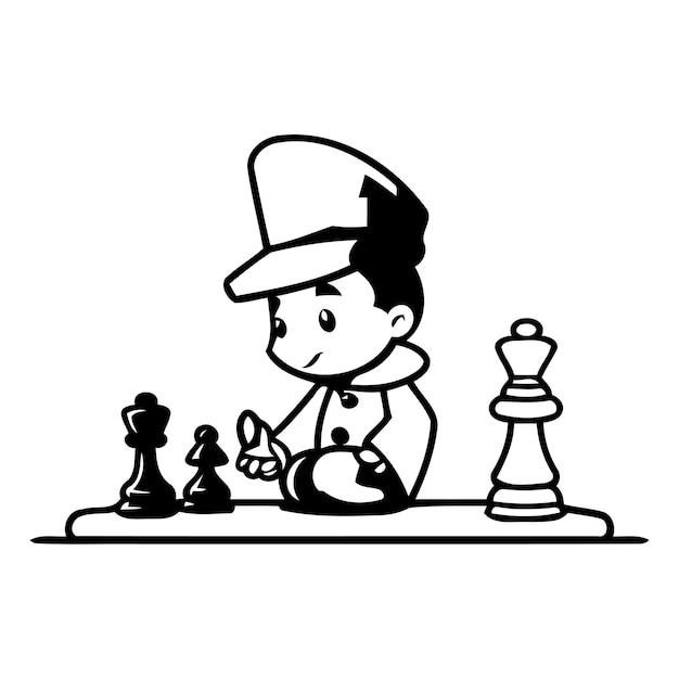 Chess player cartoon character vector Illustration on a white background