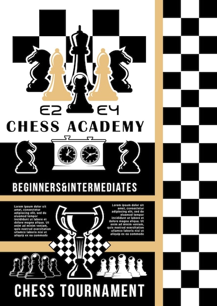 Vector chess playing school game pieces and board