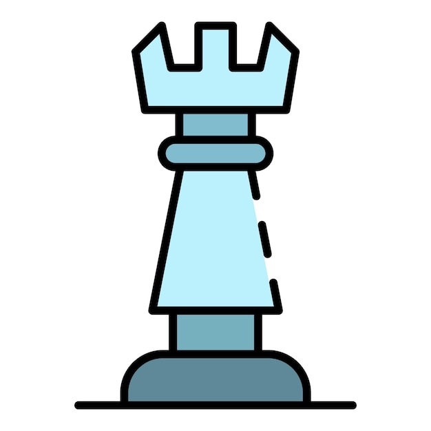 Chess rook icon outline chess rook vector icon color flat isolated