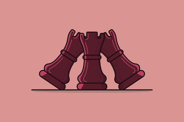 Chess Rook Pieces vector illustration Sport board game object icon concept