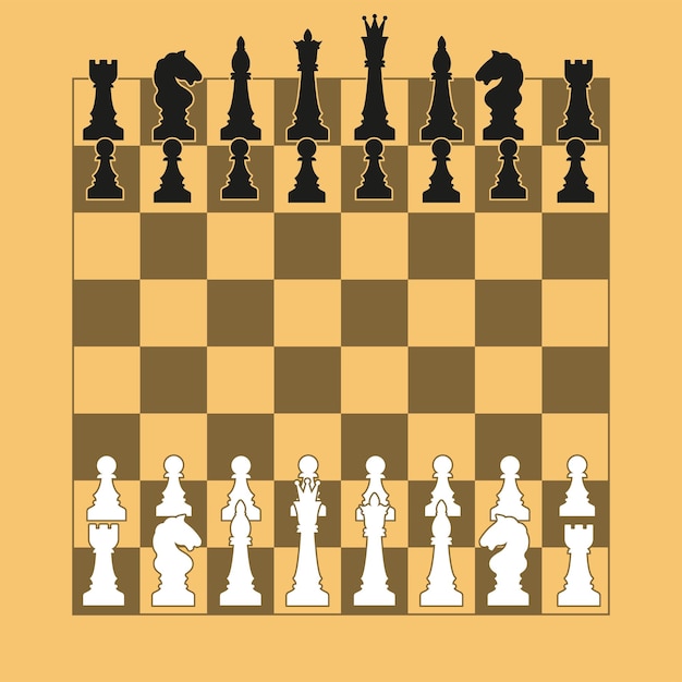 Vector chess set chessboard and chess pieces