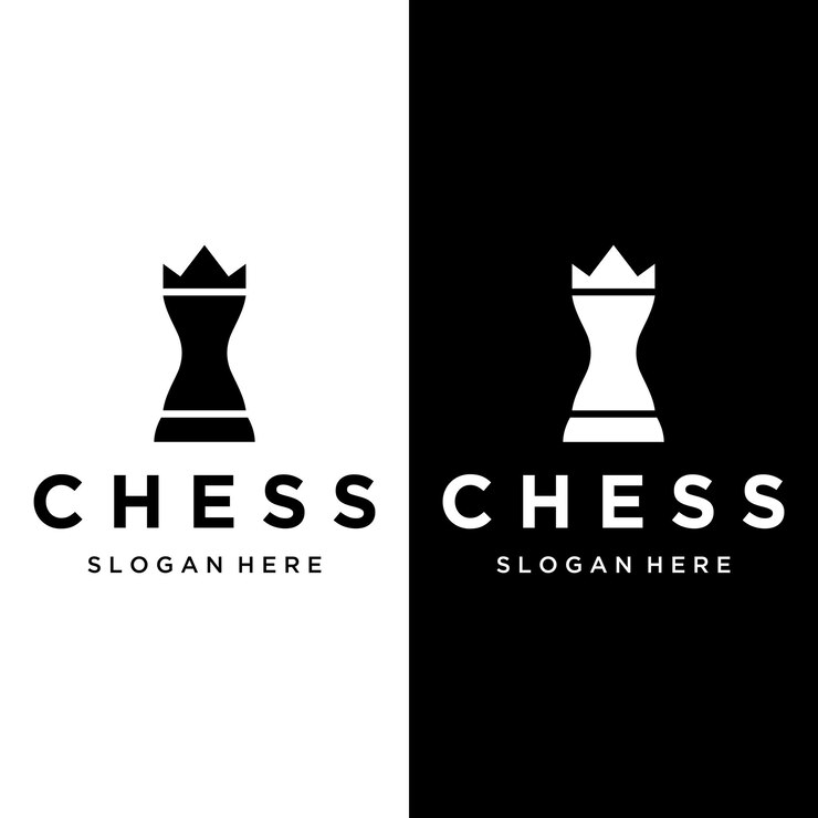 Chess strategy game Logo template with horse king pawn and rook Logos for tournaments chess teams and games