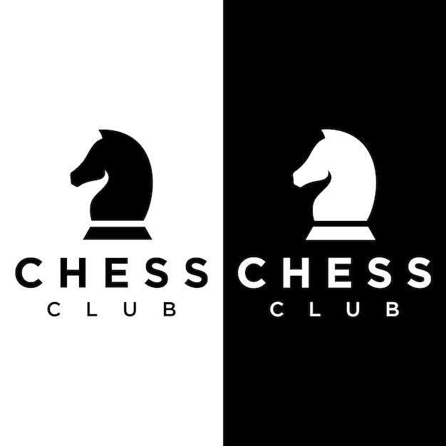 Chess strategy game Logo template with horse king pawn and rook Logos for tournaments chess teams and games