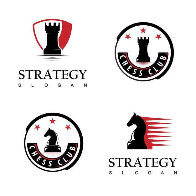 Chess, strategy logo design template