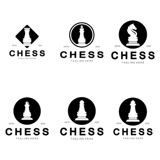 Chess strategy logo with horse king pawn minister and rookfor tournamentteam championshipapplication