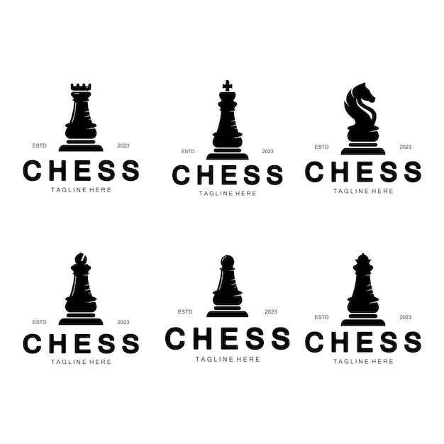 Chess strategy logo with horse king pawn minister and rookfor tournamentteam championshipapplication