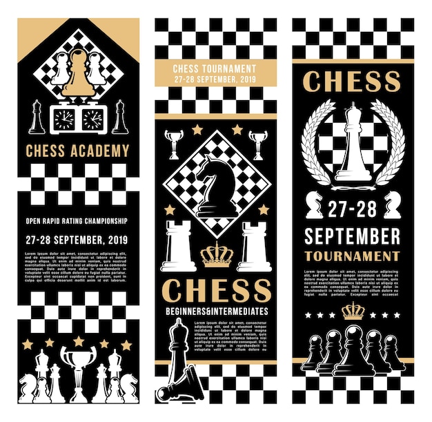 Vector chess tournament sport academy game