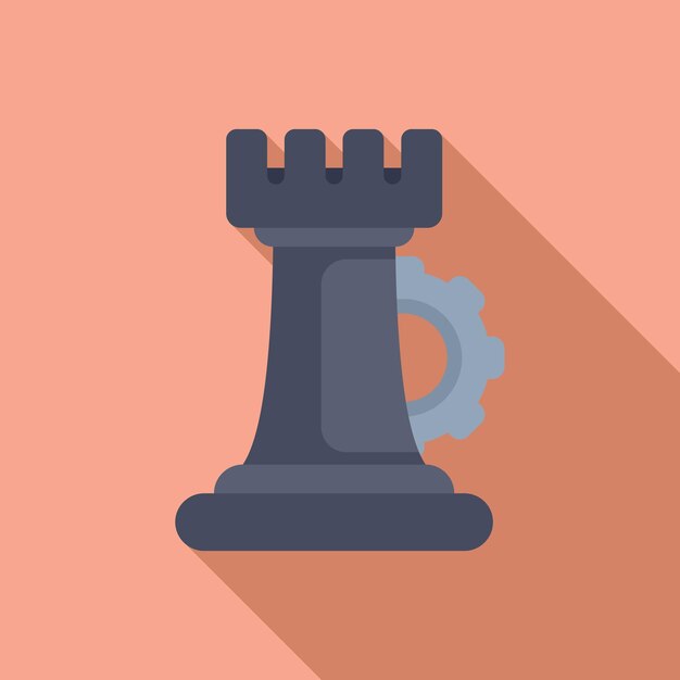 Вектор Работа шахматной башни икона плоский вектор навыки борьбы