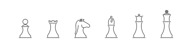 chess vector outline icon set table game graphic linear icons