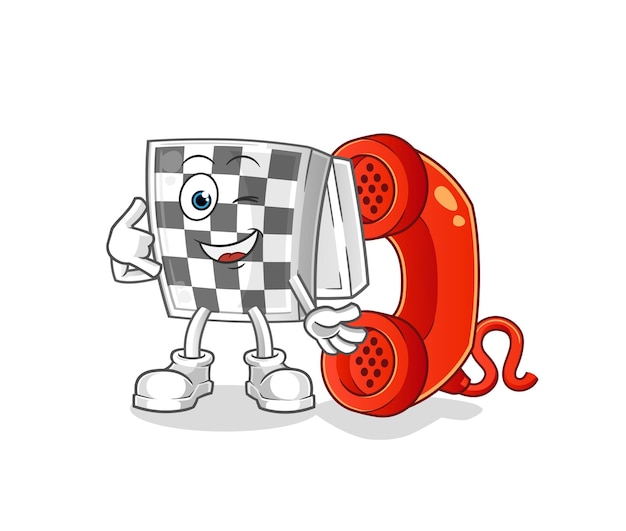 Chessboard call mascot cartoon vector