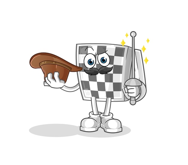 Chessboard fencer character cartoon mascot vector