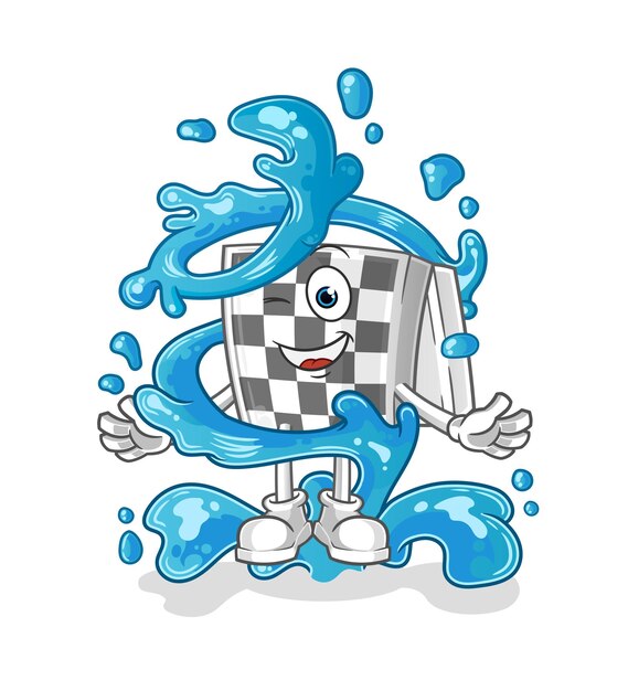 Scacchiera fresca con acqua mascotte cartone animato vettore