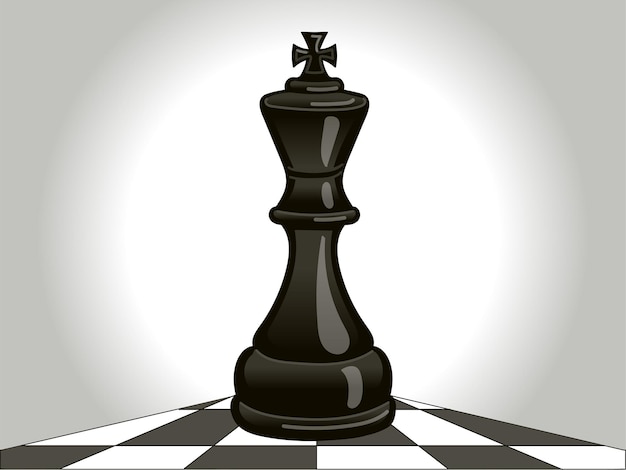 ベクトル 白い背景の上の王とのチェス盤構成白い背景の上のチェス盤の背景色の黒のチェスの駒の王xa
