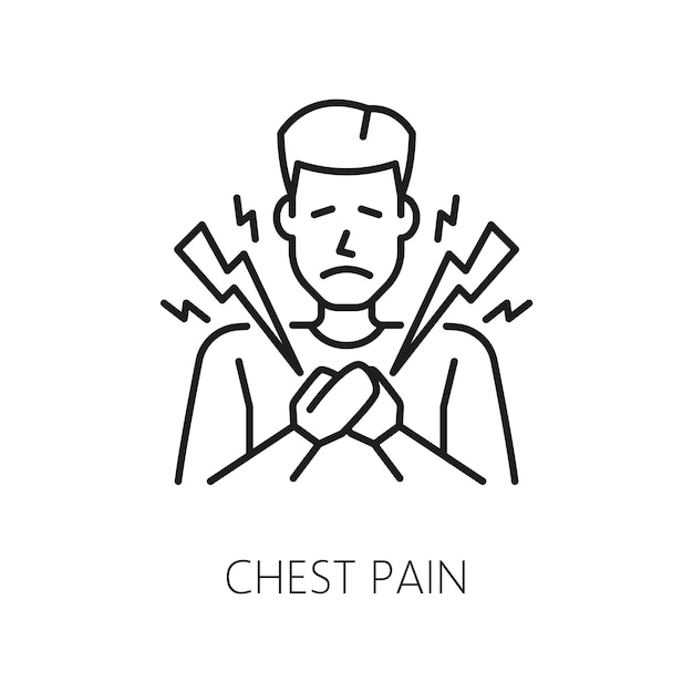 Vector chest pain anemia disease symptom line icon