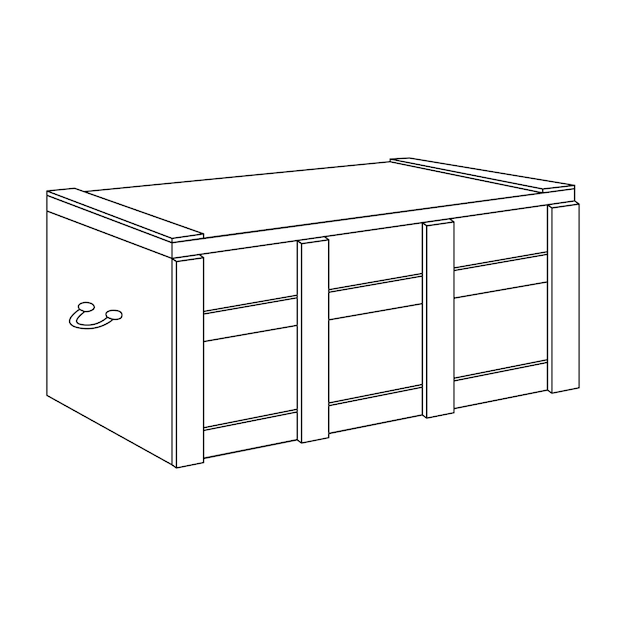 Vettore icona lineare semplice del torace scatola di legno rettangolare per risparmiare cose o denaro