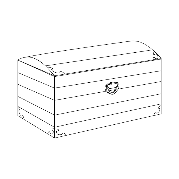 Icona lineare semplice del torace scatola di legno rettangolare con manico per risparmiare cose o denaro