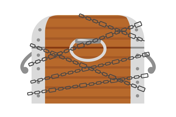 Vector chest with chains vector illustration