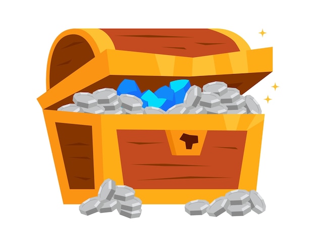 Chest with treasures Vector illustration