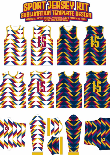 Chevron strepen Jersey ontwerpsjabloon voor sportkleding lay-out