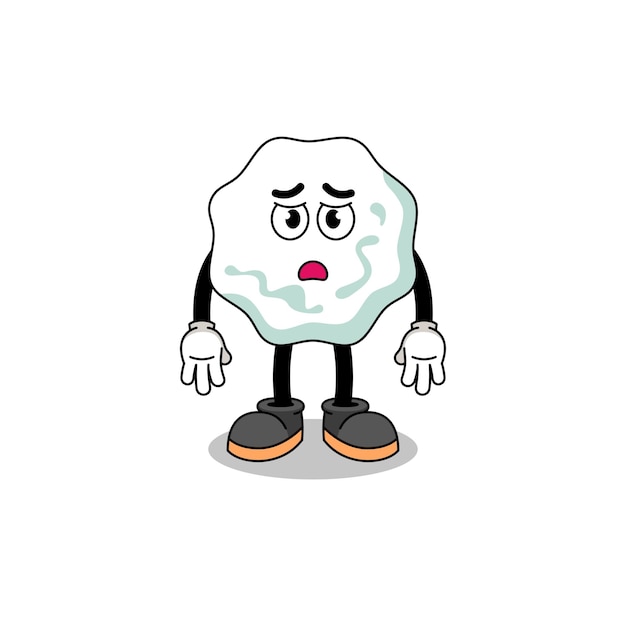 Chewing gum cartoon illustration with sad face