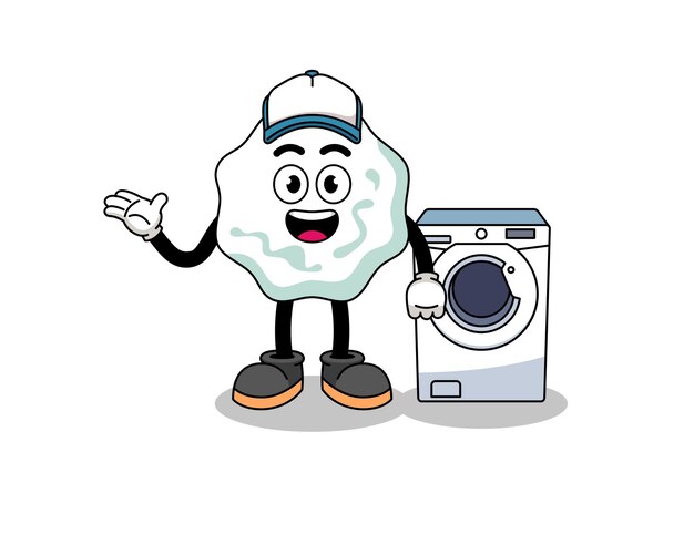 Chewing gum illustration as a laundry man