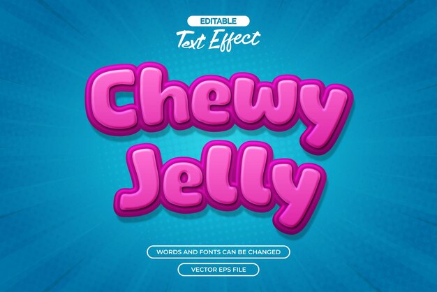 Chewy jelly bewerkbare tekst effect vector