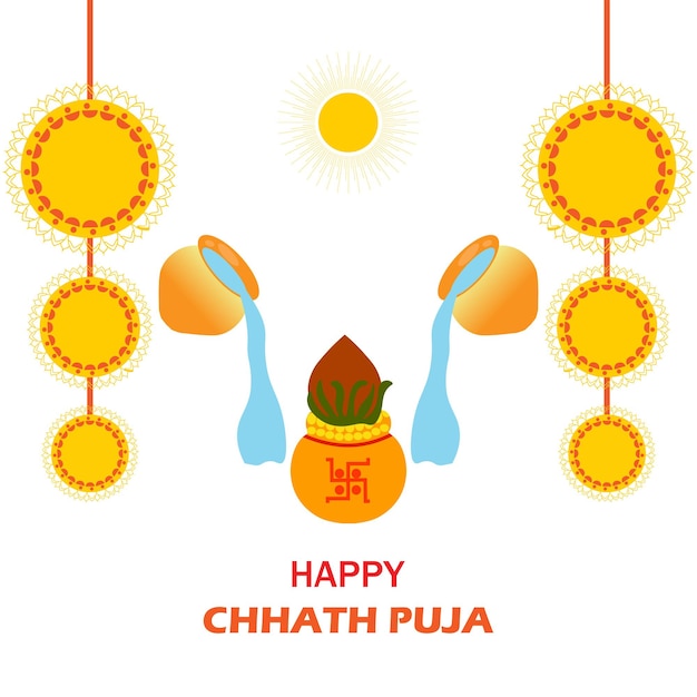 Chhath puja. tradizionale cerimonia della puja in india illustrazione vettoriale chhath parv..