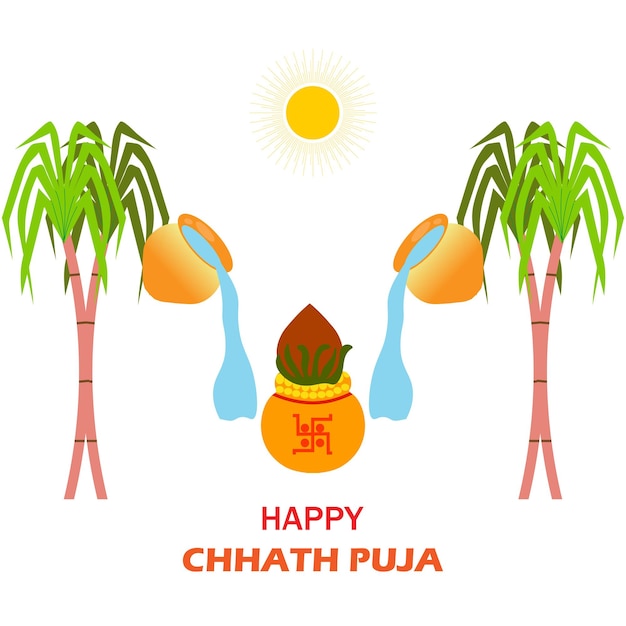 Chhath puja. tradizionale cerimonia della puja in india illustrazione vettoriale chhath parv..