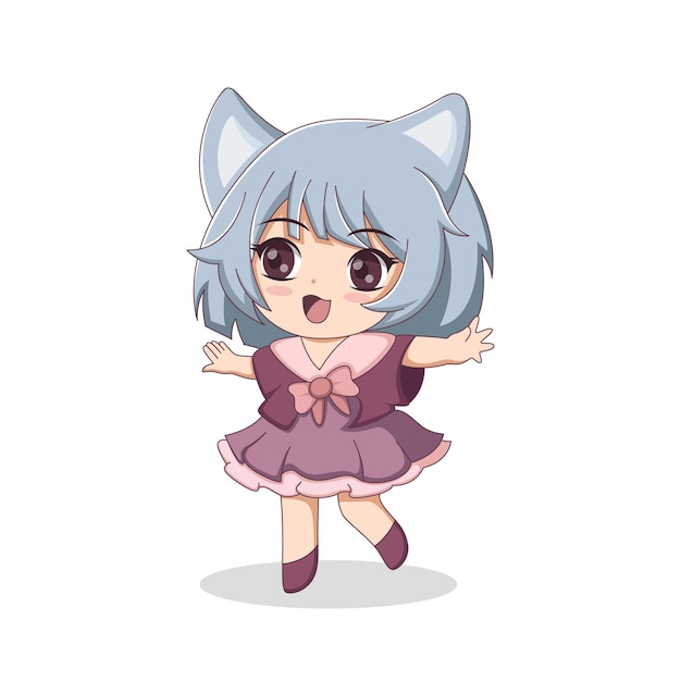 Chibi anime character design illustrazione