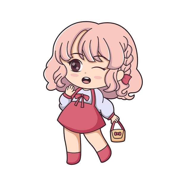 Vector chibi anime character design illustration