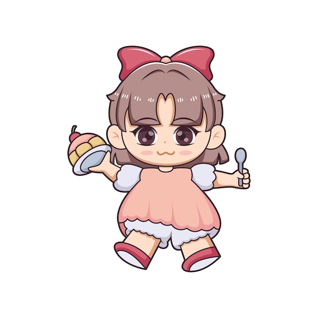 Vector chibi anime character design illustration