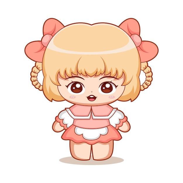 Vector chibi anime character design illustration