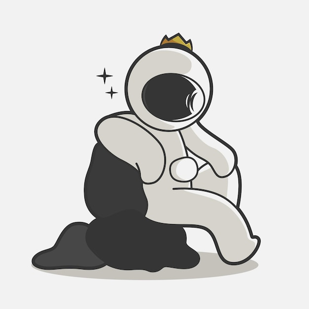 Chibi astronaut sit art illustration