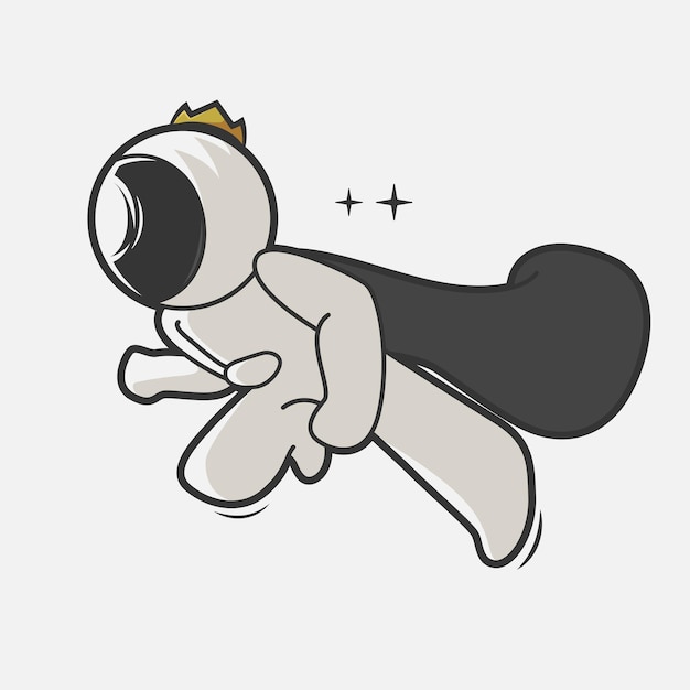 Chibi astronaut superhero pose art illustrations