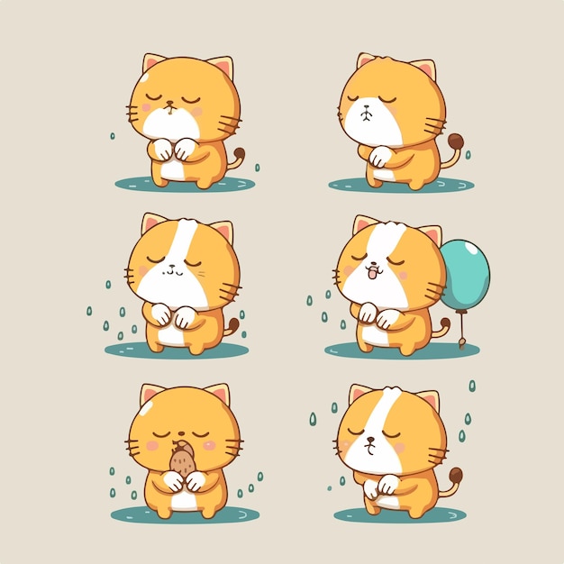 Chibi Cat Characters Illustration