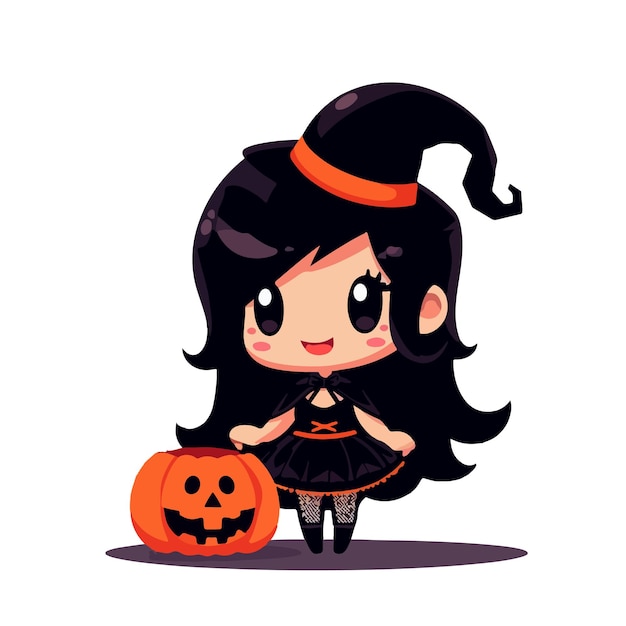 Vector chibi girl kawaii halloween ai generated image