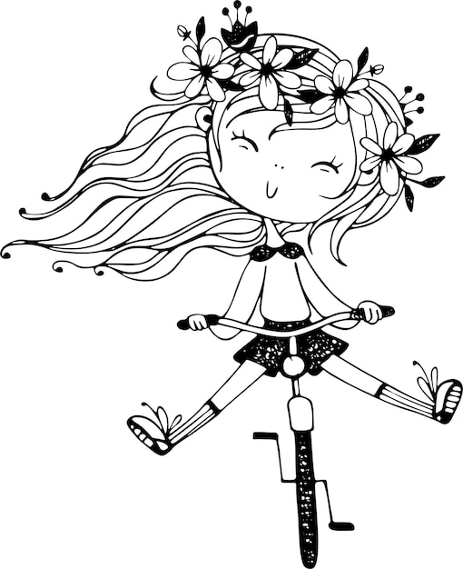 Vector chibi girls coloring page for kids