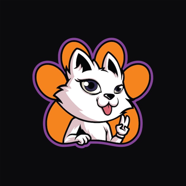 Chibi kat bewerkbaar vector logo