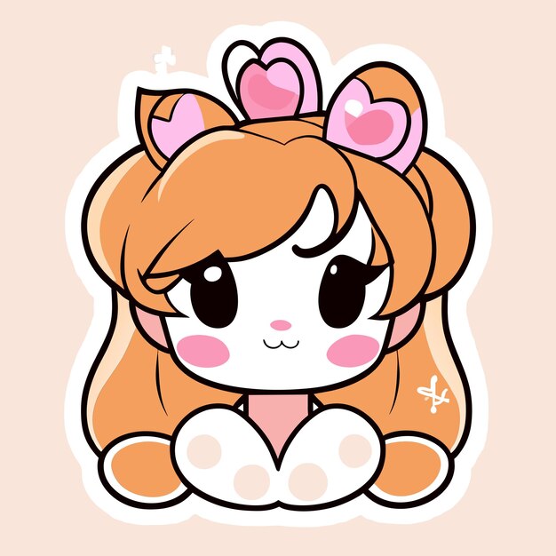 Chibi manga kawaii cute girl hand drawn cartoon sticker icon concept isolated illustration