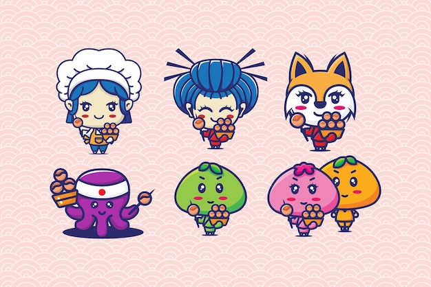 Chibi mascot japanese food