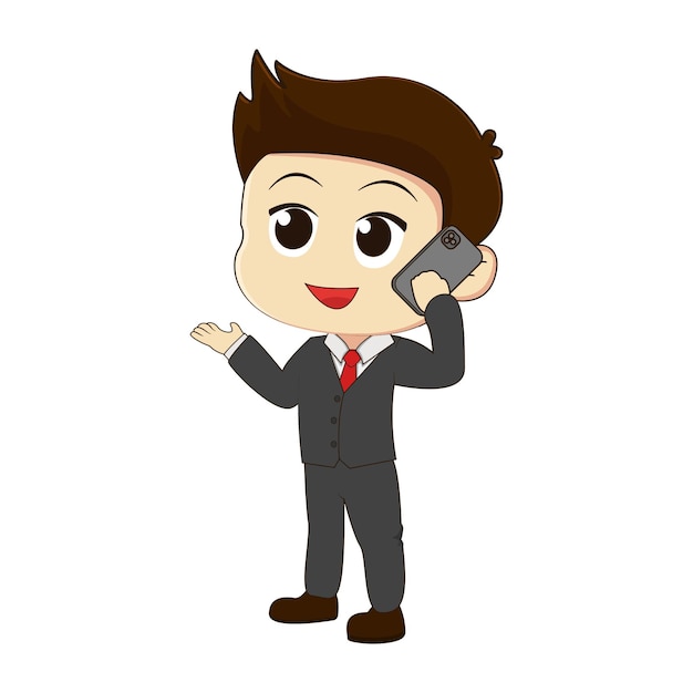 Vector chibi office phone pose